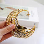 Light Luxury Crescent Moon Star Moon Black Gold Metal Candle