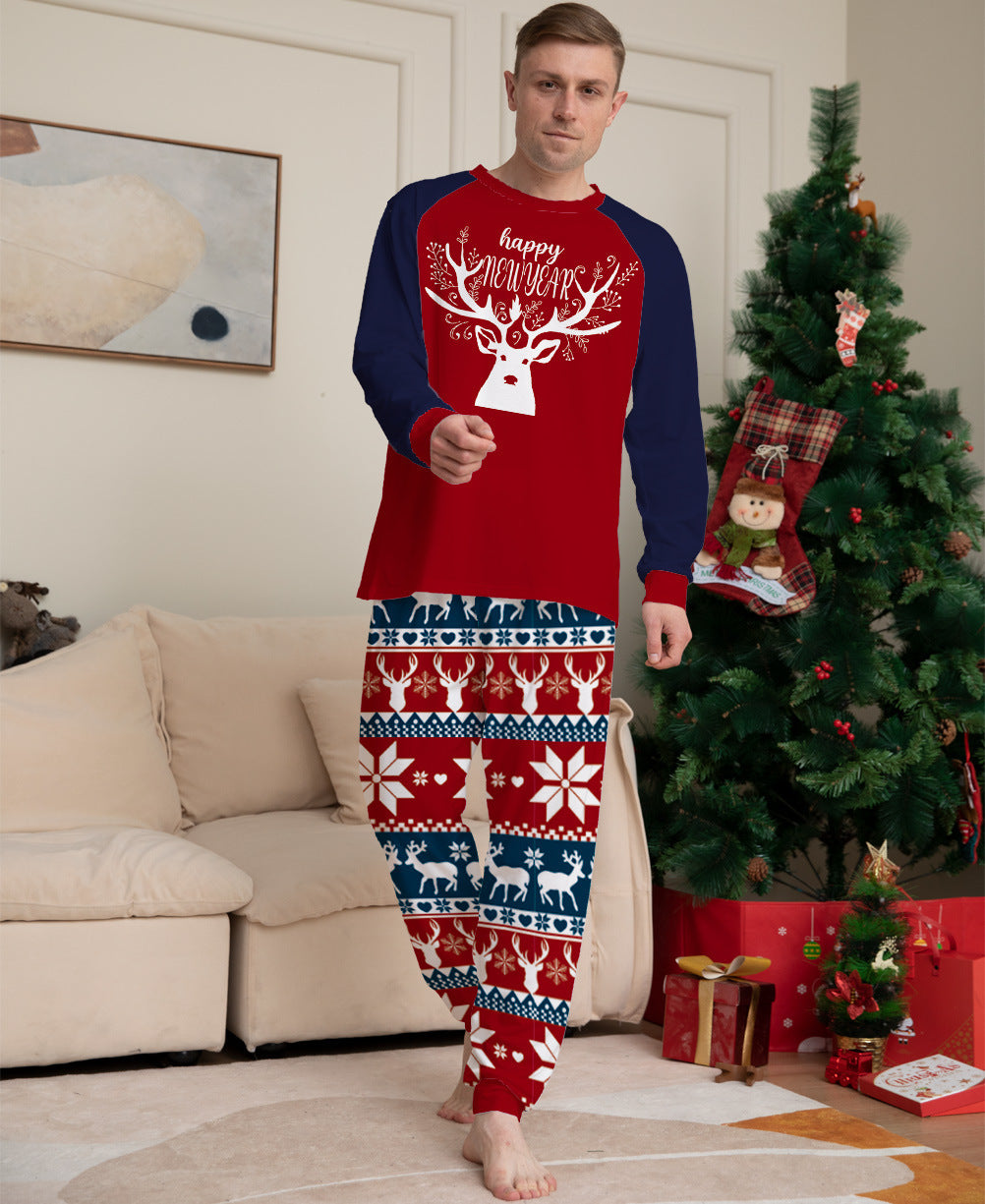 Color Matching Elk Christmas Wear Homewear Pajamas