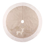 Christmas Tree Skirt - Gold White Linen 48 Inch