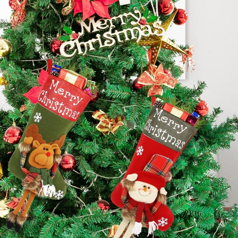 Green Red Oldman, Snowman, Elk Decoration Christmas Stocking