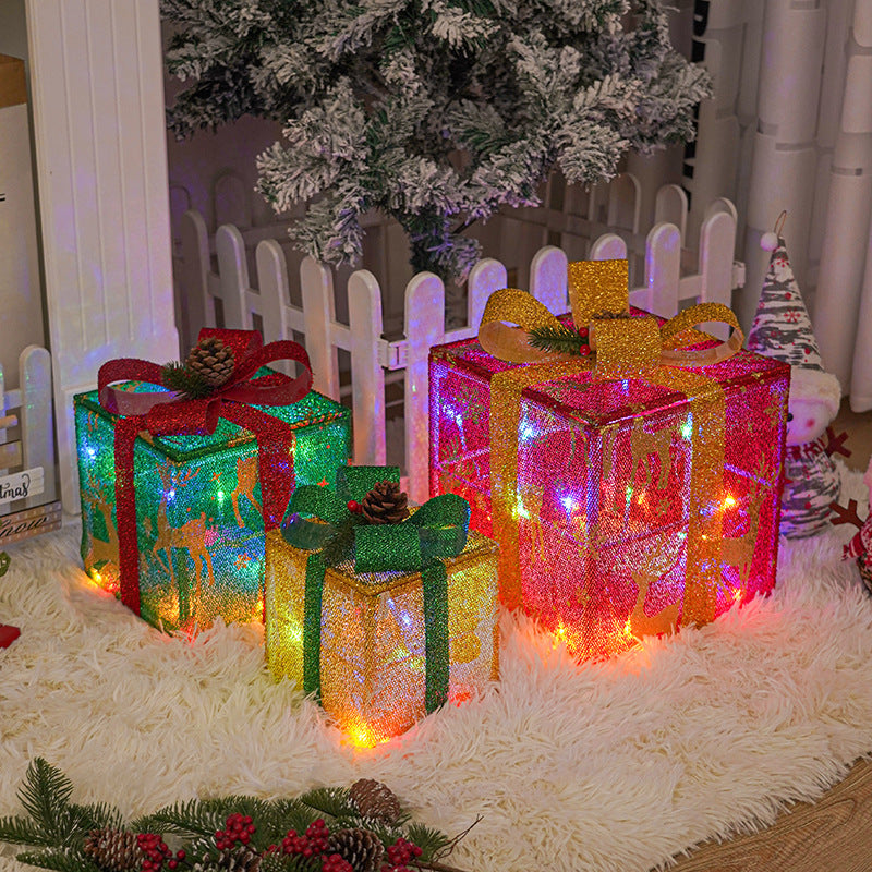 Lighted Up Outdoor Christmas Decorations Gift Box