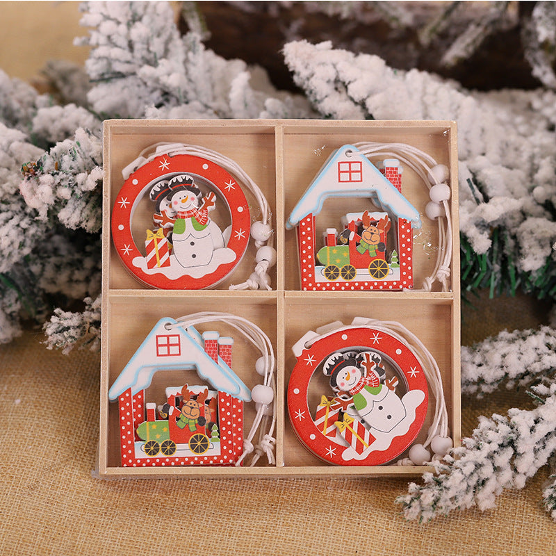 Hanging Wooden Christmas Pendants Ornament Tree Decorations