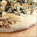 Christmas Plush Tree Skirt - White Elegant Holiday Decor