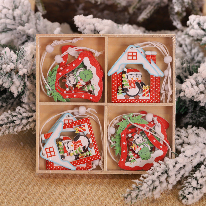 Hanging Wooden Christmas Pendants Ornament Tree Decorations
