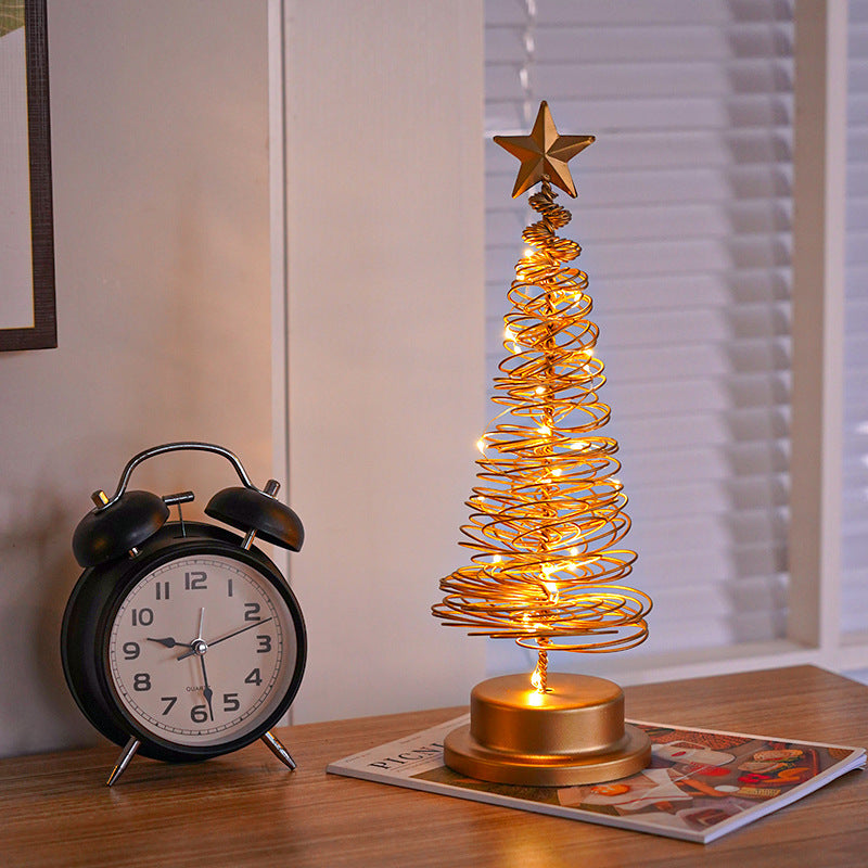 Decorative Wrought Spiral Christmas Tree LED Table Lamp