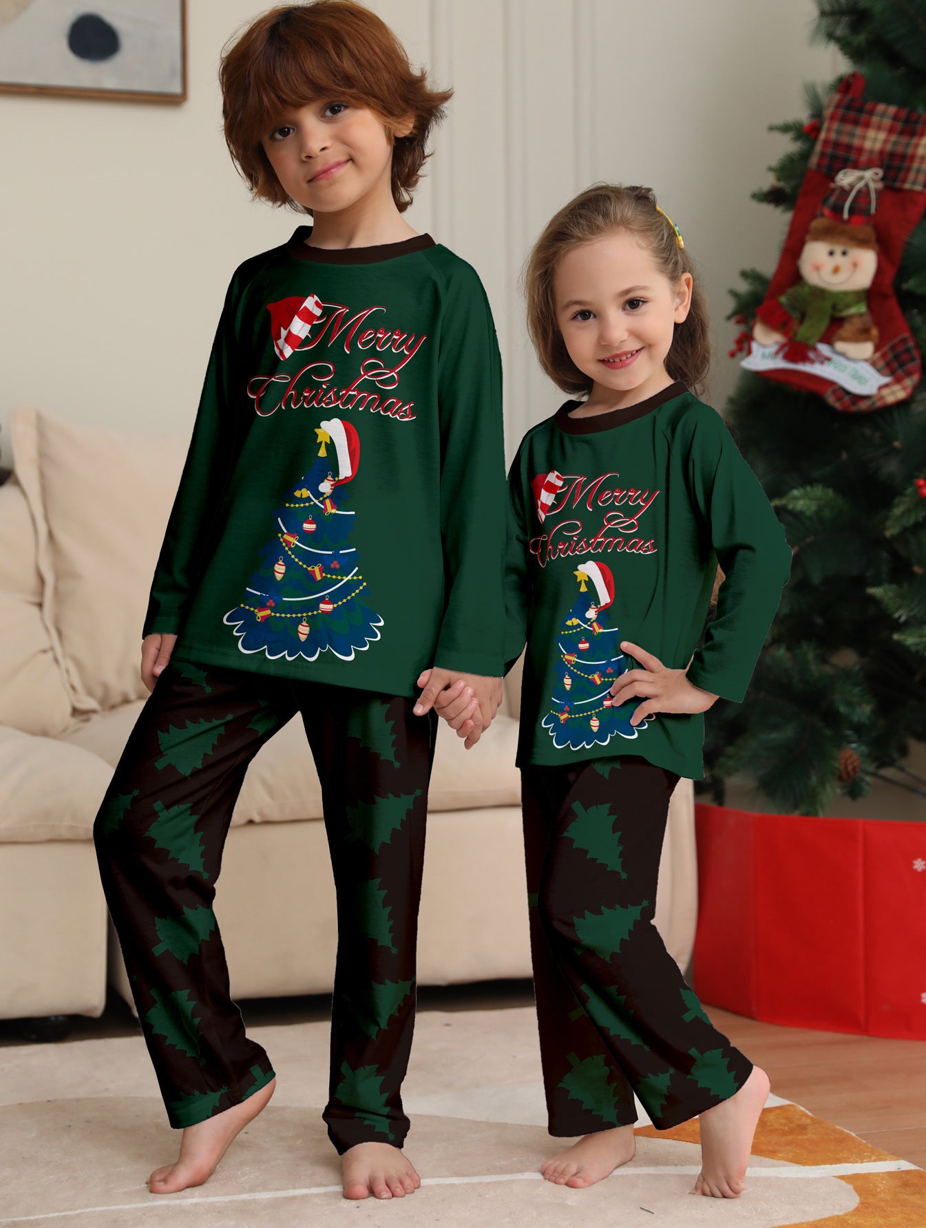 XmasTree Printed Long-sleeve Christmas Pajamas
