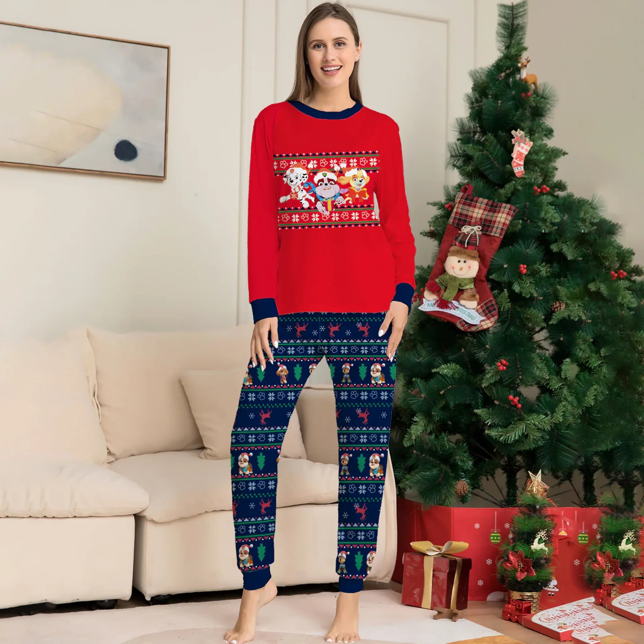 Family Christmas Deer Pajamas Plaid Clothes