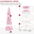 Unlit Slim Pencil Pink Snow Flocked Artificial Christmas Tree 7.5'