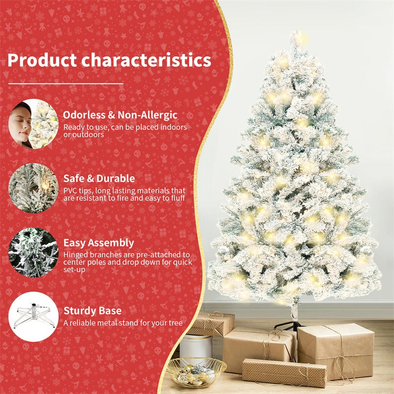 Pre-lit PVC Artificial Snow Christmas Tree