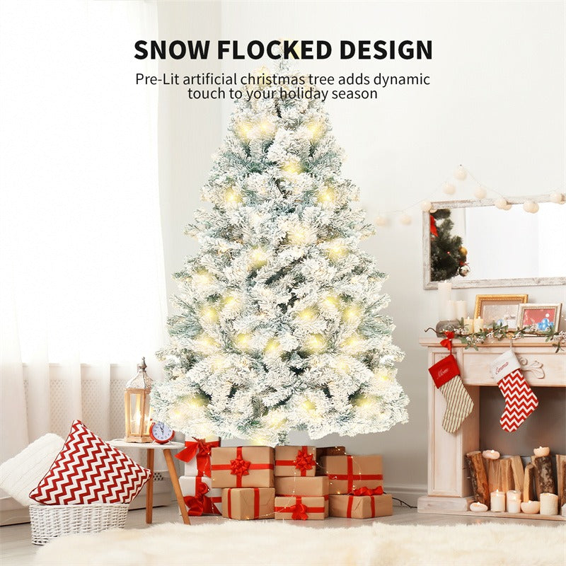 Pre-lit PVC Artificial Snow Christmas Tree