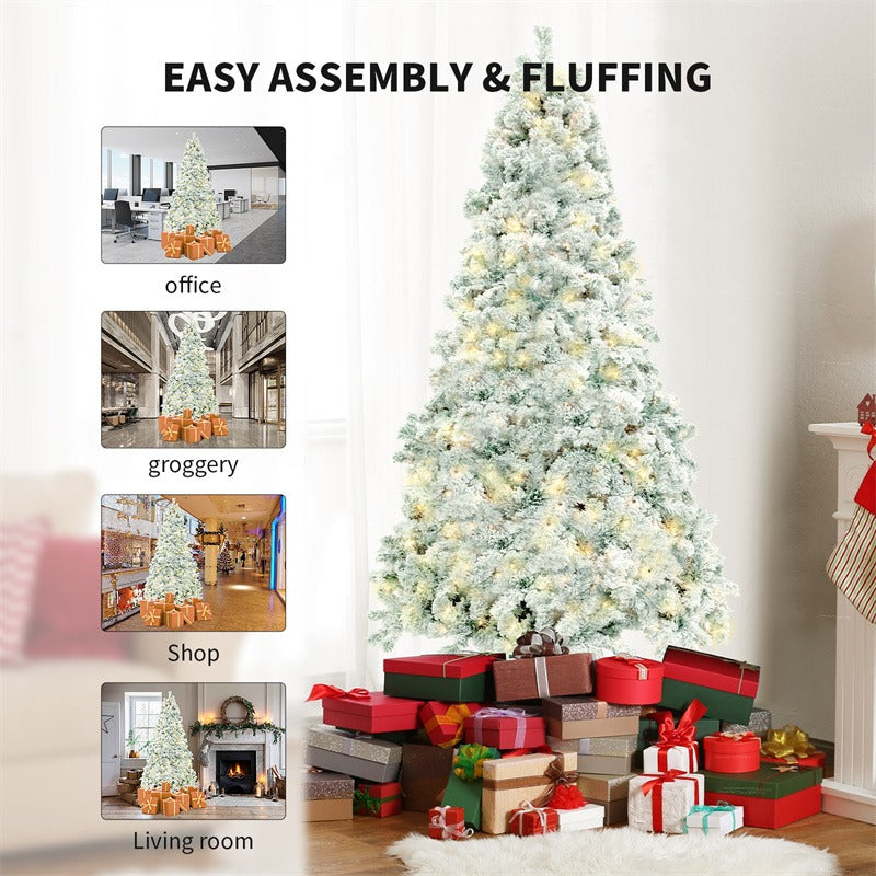 Pre-lit PVC Artificial Snow Christmas Tree